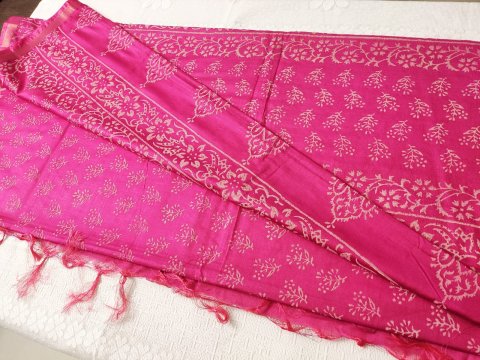 Hand block printed Handloom Pure Silk saree