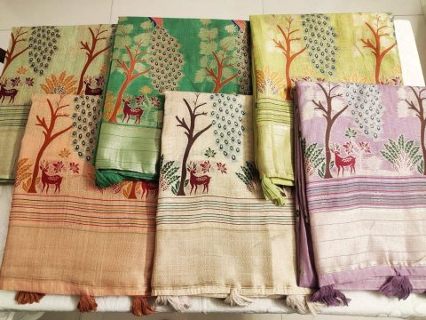 Jamdani Muga cotton saree