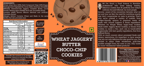 Whole Wheat Butter Jaggery Choco chip Cookies